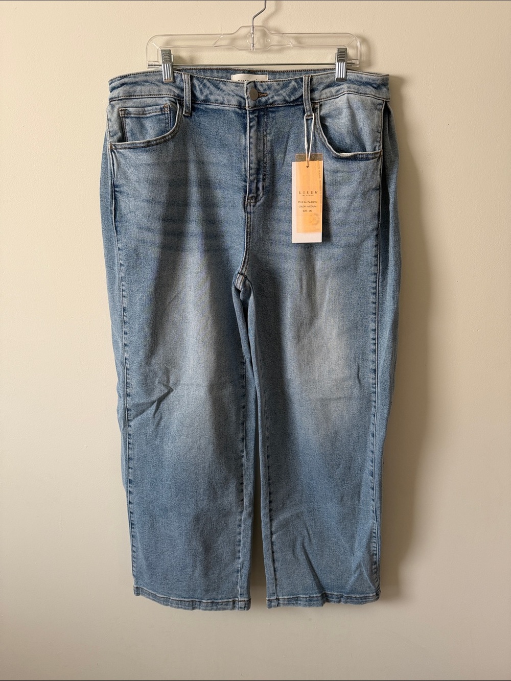Light Wash Straight Leg Jeans - Light Blue